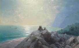 ARRIVAL OF THE COLUMBUS FLOTILLA TO THE AMERICAN COAST by Ivan Aivazovsky